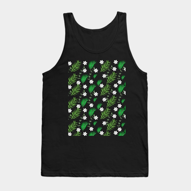 green leaf pattern Tank Top by ICONIS